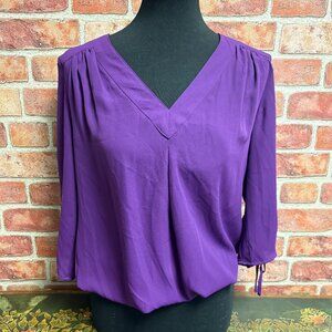 Soho New York & Company Jeans Extra Small Purple V-Neck Top